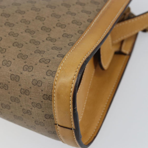 GUCCI Micro GG Supreme Shoulder Bag PVC Beige Gold Auth ki6225