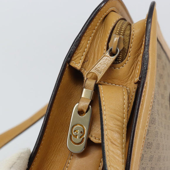 GUCCI Micro GG Supreme Shoulder Bag PVC Beige Gold Auth ki6225
