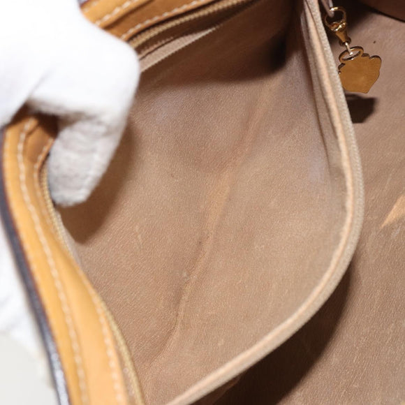 GUCCI Micro GG Supreme Shoulder Bag PVC Beige Gold Auth ki6225
