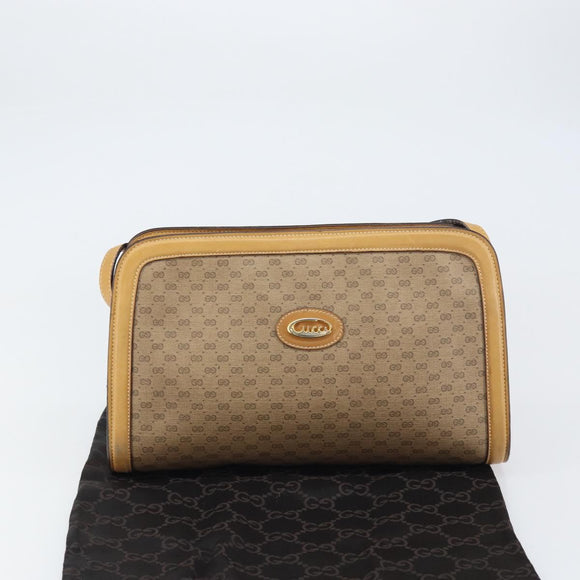 GUCCI Micro GG Supreme Shoulder Bag PVC Beige Gold Auth ki6225