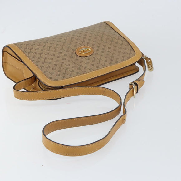 GUCCI Micro GG Supreme Shoulder Bag PVC Beige Gold Auth ki6225