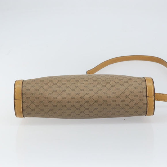 GUCCI Micro GG Supreme Shoulder Bag PVC Beige Gold Auth ki6225
