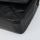CHANEL Chain Shoulder Matelasse Bag Lamb Skin Black Gold CC Auth ki6227-15