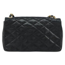 CHANEL Chain Shoulder Matelasse Bag Lamb Skin Black Gold CC Auth ki6227-2