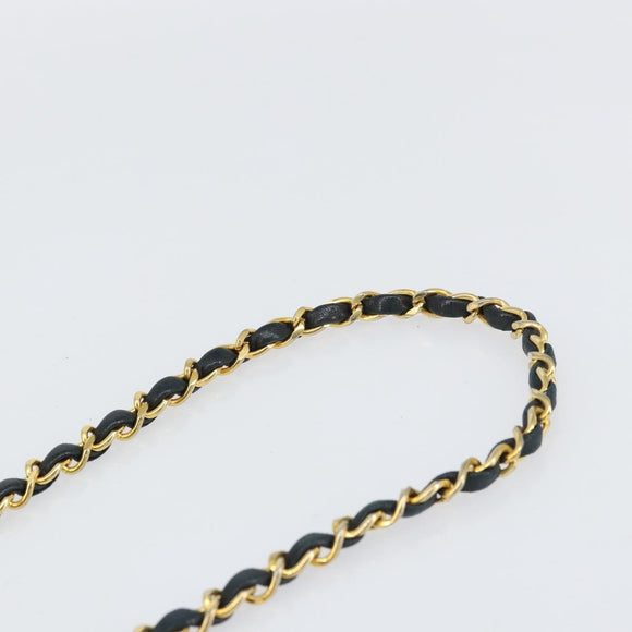 CHANEL Chain Shoulder Matelasse Bag Lamb Skin Black Gold CC Auth ki6227
