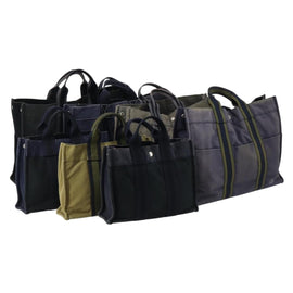 HERMES Fourre Tout Hand Bag Canvas 6 Set Gray Black Green Auth ki6229