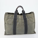 HERMES Fourre Tout Handtas Canvas 6-delig Grijs Zwart Groen Auth ki6229-13