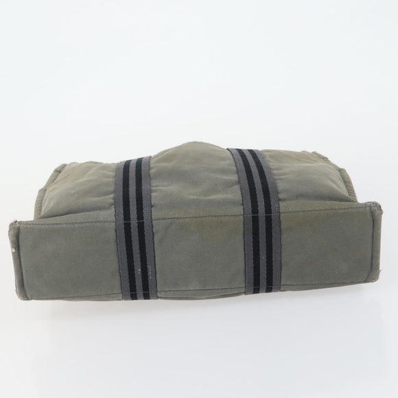 HERMES Fourre Tout Handtas Canvas 6-delig Grijs Zwart Groen Auth ki6229