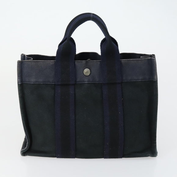 HERMES Fourre Tout Handtas Canvas 6-delig Grijs Zwart Groen Auth ki6229