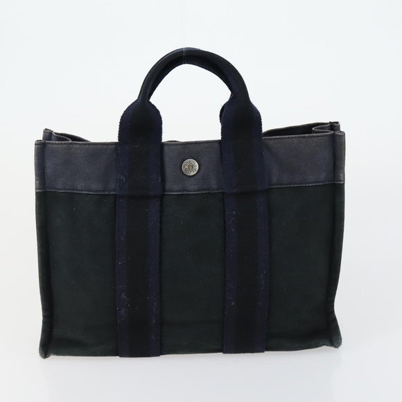 HERMES Fourre Tout Handtas Canvas 6-delig Grijs Zwart Groen Auth ki6229