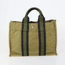 HERMES Fourre Tout Handtas Canvas 6-delig Grijs Zwart Groen Auth ki6229-27