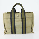HERMES Fourre Tout Handtas Canvas 6-delig Grijs Zwart Groen Auth ki6229-28