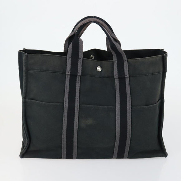 HERMES Fourre Tout Hand Bag Canvas 6 Set Gray Black Green Auth ki6229