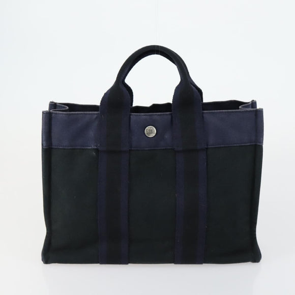 HERMES Fourre Tout Handtas Canvas 6-delig Grijs Zwart Groen Auth ki6229