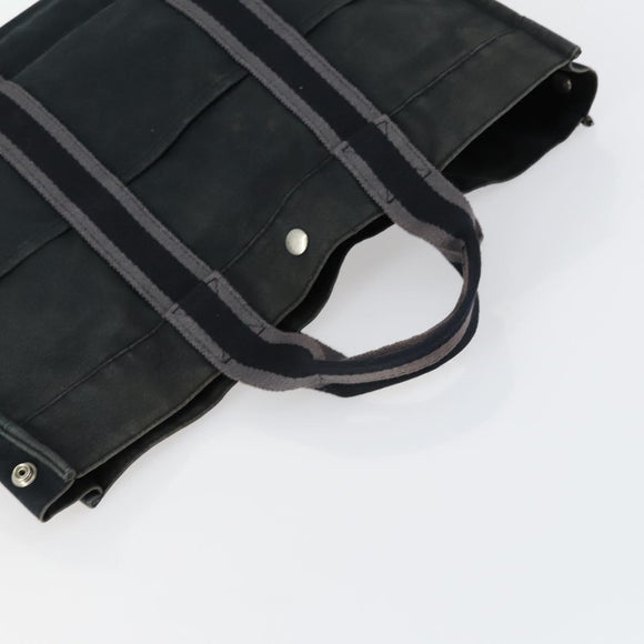 HERMES Fourre Tout Hand Bag Canvas 6 Set Gray Black Green Auth ki6229