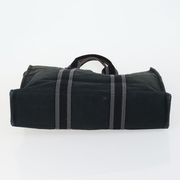 HERMES Fourre Tout Hand Bag Canvas 6 Set Gray Black Green Auth ki6229
