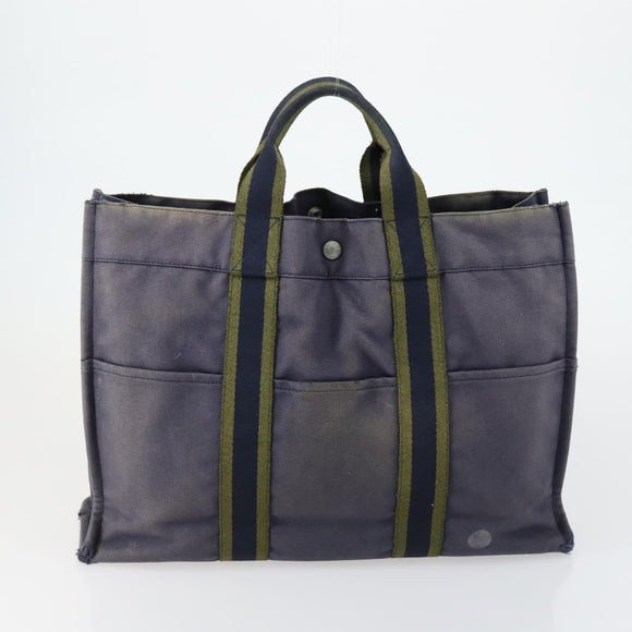 HERMES Fourre Tout Handtas Canvas 6-delig Grijs Zwart Groen Auth ki6229