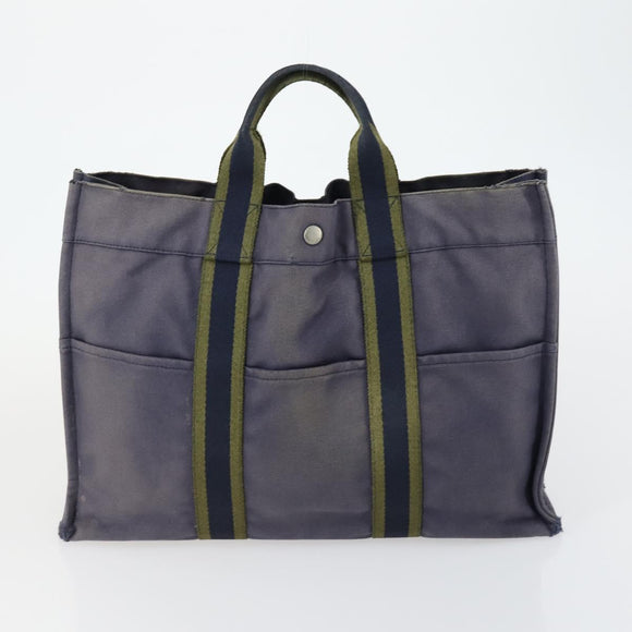 HERMES Fourre Tout Handtas Canvas 6-delig Grijs Zwart Groen Auth ki6229