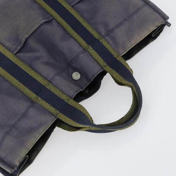 HERMES Fourre Tout Hand Bag Canvas 6 Set Gray Black Green Auth ki6229