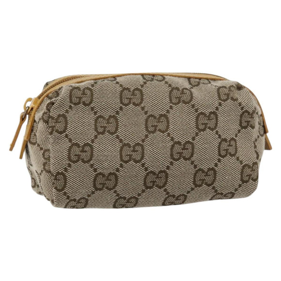 GUCCI GG Canvas Pouch Beige 039 1118 Auth ki6231