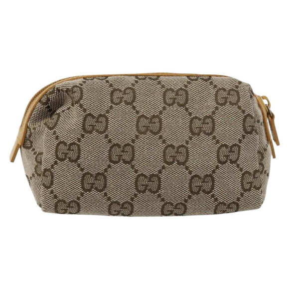 GUCCI GG Canvas Pouch Beige 039 1118 Auth ki6231