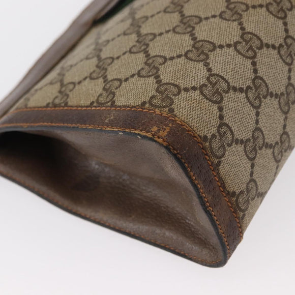 GUCCI GG Supreme Web Sherry Line Clutch Bag PVC Beige Red 89 01 002 Auth ki6233