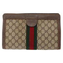 GUCCI GG Supreme Web Sherry Line Clutch Bag PVC Beige Red 89 01 002 Auth ki6233-13