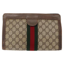 GUCCI GG Supreme Web Sherry Line Clutch Bag PVC Beige Red 89 01 002 Auth ki6233-2