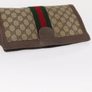 GUCCI GG Supreme Web Sherry Line Clutch Bag PVC Beige Red 89 01 002 Auth ki6233-5