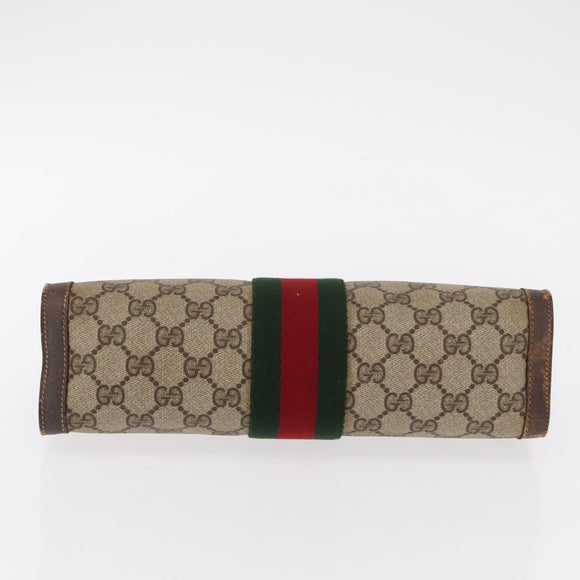 GUCCI GG Supreme Web Sherry Line Clutch Bag PVC Beige Red 89 01 002 Auth ki6233