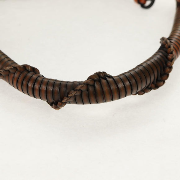 LOEWE Mesh Hand Bag Leather 2way Brown Auth ki6238V