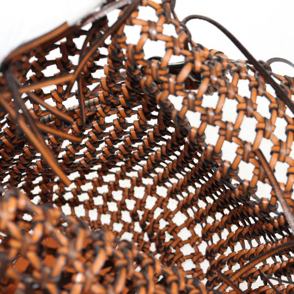 LOEWE Mesh Hand Bag Leather 2way Brown Auth ki6238V