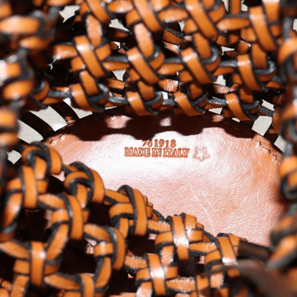 LOEWE Mesh Hand Bag Leather 2way Brown Auth ki6238V