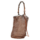 LOEWE Mesh Hand Bag Leather 2way Brown Auth ki6238V-2