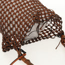 LOEWE Mesh Hand Bag Leather 2way Brown Auth ki6238V-3