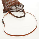 LOEWE Mesh Hand Bag Leather 2way Brown Auth ki6238V-4