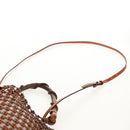 LOEWE Mesh Hand Bag Leather 2way Brown Auth ki6238V-6