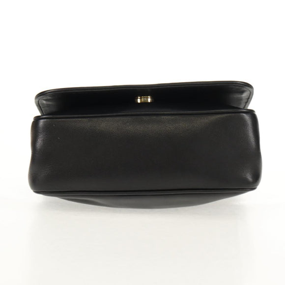 CELINE Chain Shoulder Bag Leather Black Gold Auth ki6240V