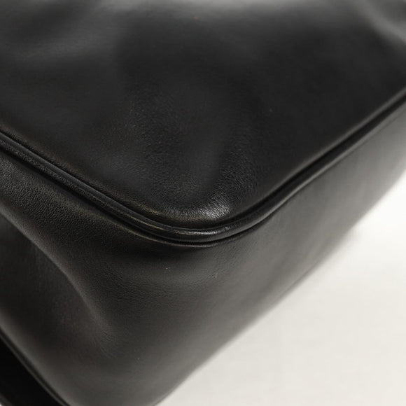 CELINE Chain Shoulder Bag Leather Black Gold Auth ki6240V