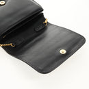CELINE Chain Shoulder Bag Leather Black Gold Auth ki6240V-20