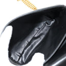 CELINE Chain Shoulder Bag Leather Black Gold Auth ki6240V-9