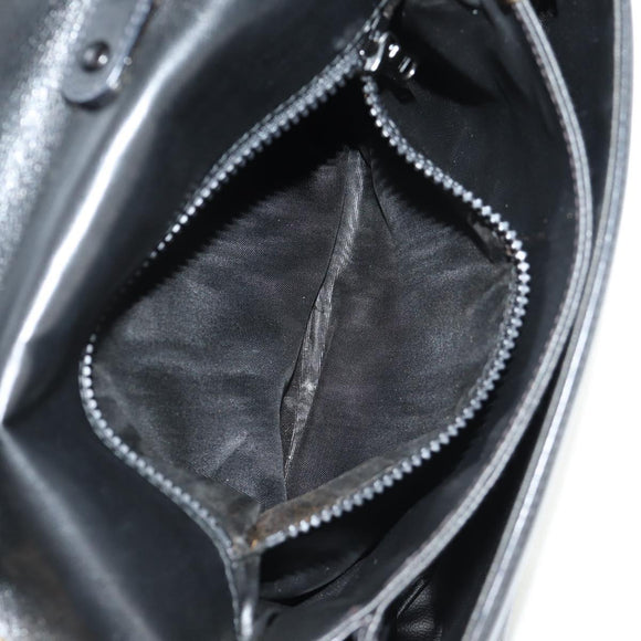 CELINE Chain Shoulder Bag Leather Black Gold Auth ki6240V