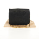 CELINE Chain Shoulder Bag Leather Black Gold Auth ki6240V-12