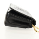 CELINE Chain Shoulder Bag Leather Black Gold Auth ki6240V-4