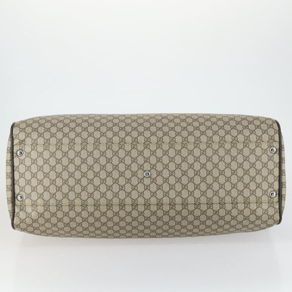 GUCCI GG Supreme Boston Bag PVC 2way Beige Silver 101672 Auth ki6241