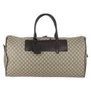 GUCCI GG Supreme Boston Bag PVC 2way Beige Silver 101672 Auth ki6241-2