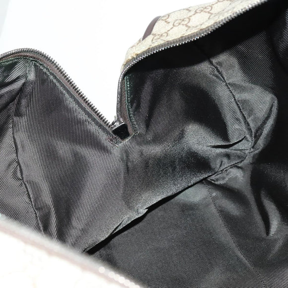 GUCCI GG Supreme Boston Bag PVC 2way Beige Silver 101672 Auth ki6241