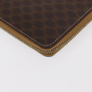 CELINE Macadam Canvas Travel Case PVC Leather Brown Gold Auth ki6242-17