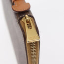 CELINE Macadam Canvas Travel Case PVC Leather Brown Gold Auth ki6242-9