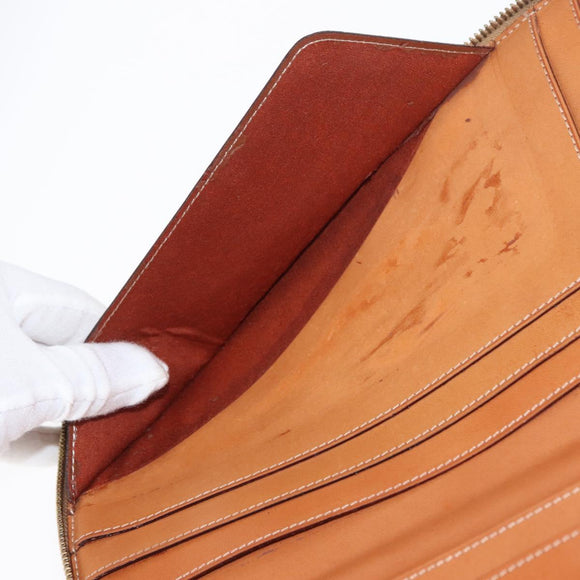 CELINE Macadam Canvas Travel Case PVC Leather Brown Gold Auth ki6242